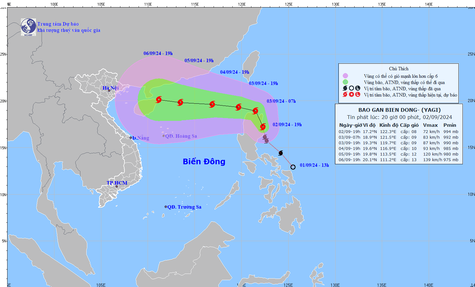 Bão Yagi gần Biển Đông